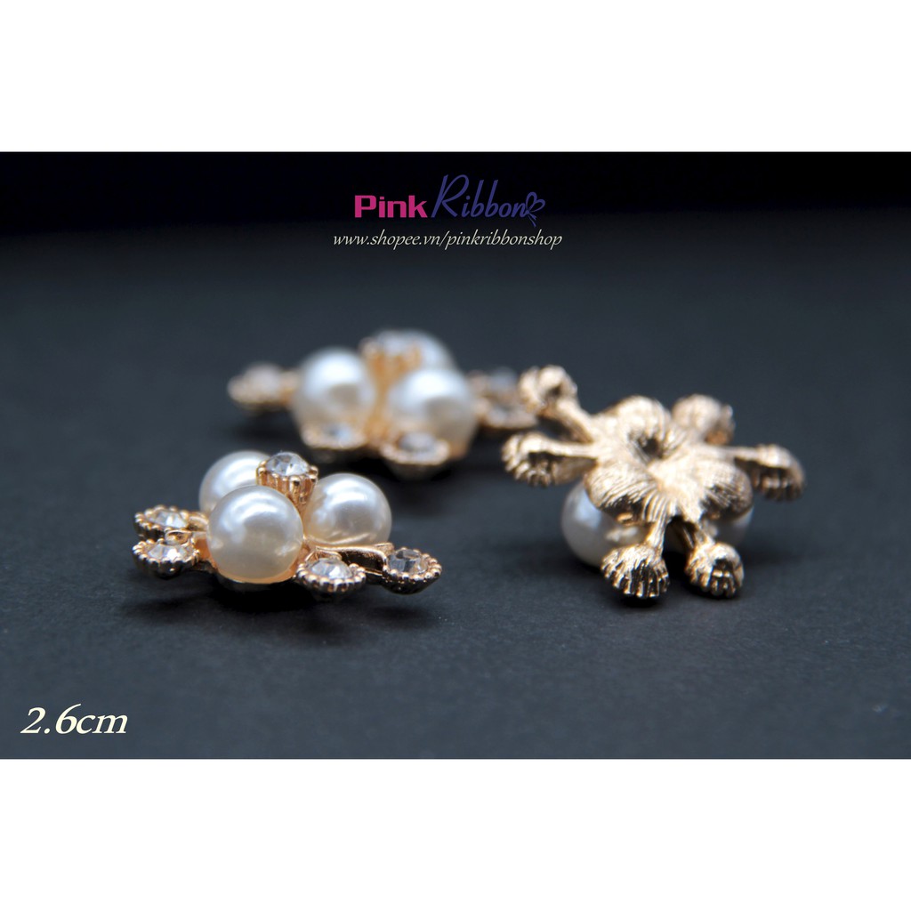 Charm 3 hạt trai tia đá