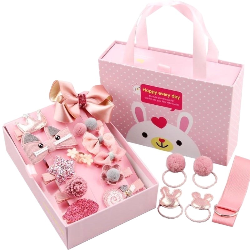 Set 17 Cặp Tóc, Dây Buộc Tóc Siêu Cute Dễ Thương Cho Bé Gái