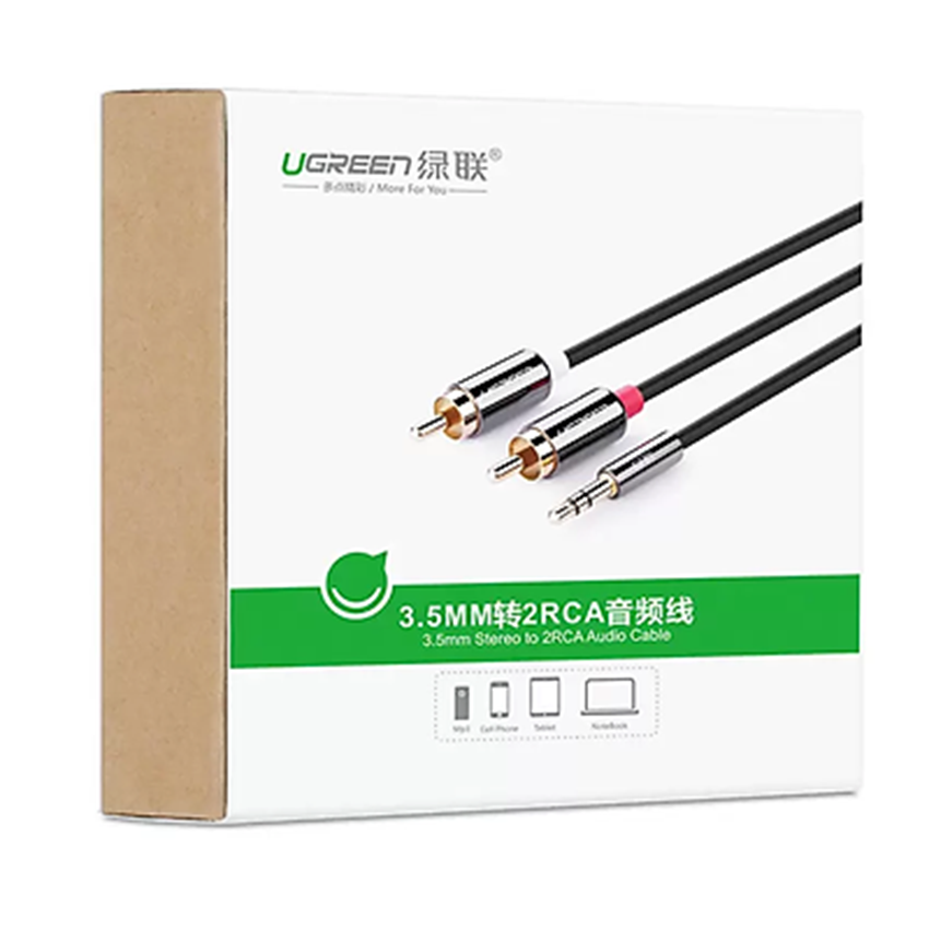 Cáp audio 3.5mmra 2 đầu RCA 1.5M UGREEN UG 10583