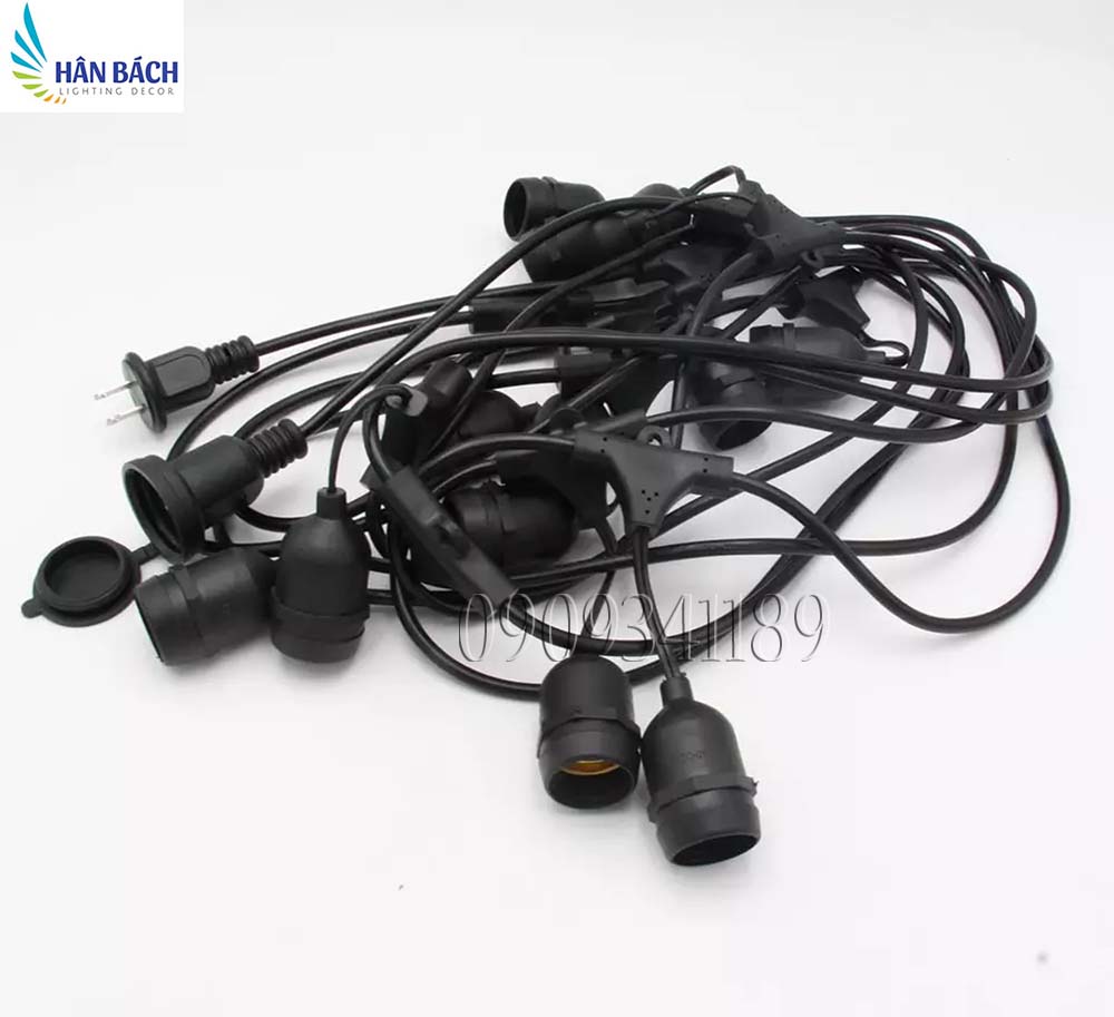 [HCM]Dây đèn kín nước thả ngoài trời 5m -10 đui đèn E27