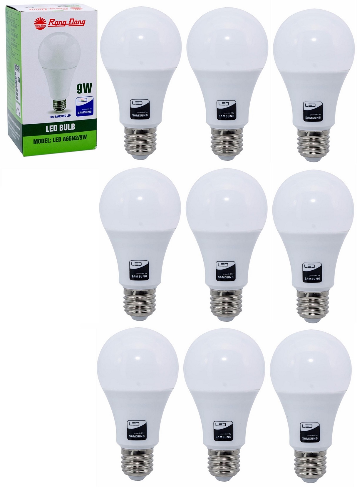 3 bóng đèn 9W LED bulb RẠNG ĐÔNG E27 chip Samsung
