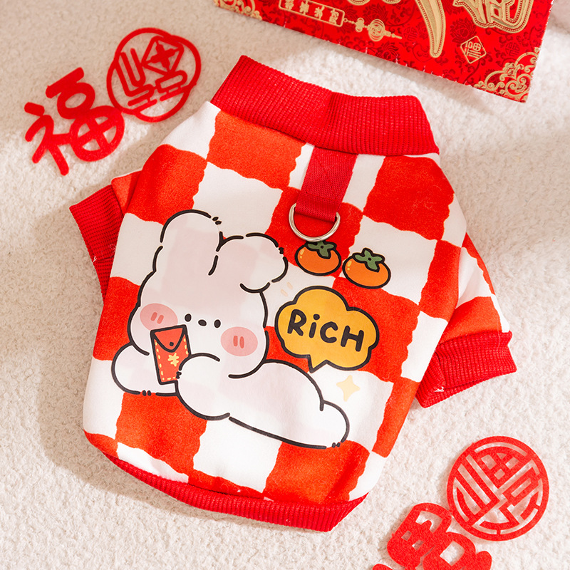 áo nỉ - áo ấm - áo thu đông hình rabbit rich và panda đội nón lân dành cho chó mèo - T3 PETS SHOP