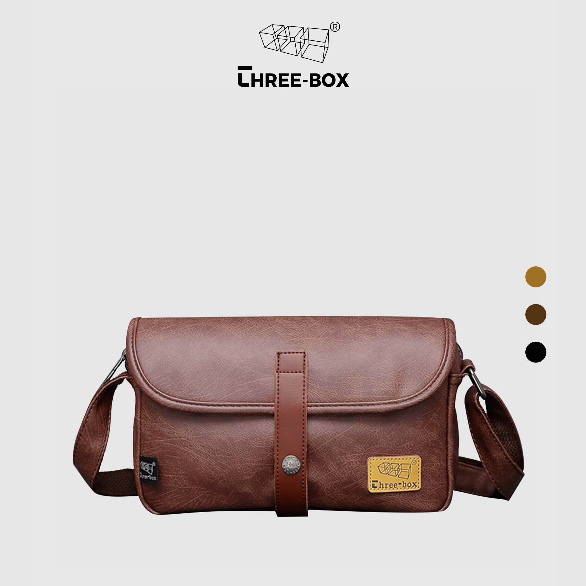 Túi da đeo chéo chính hãng Three-Box  MS6349