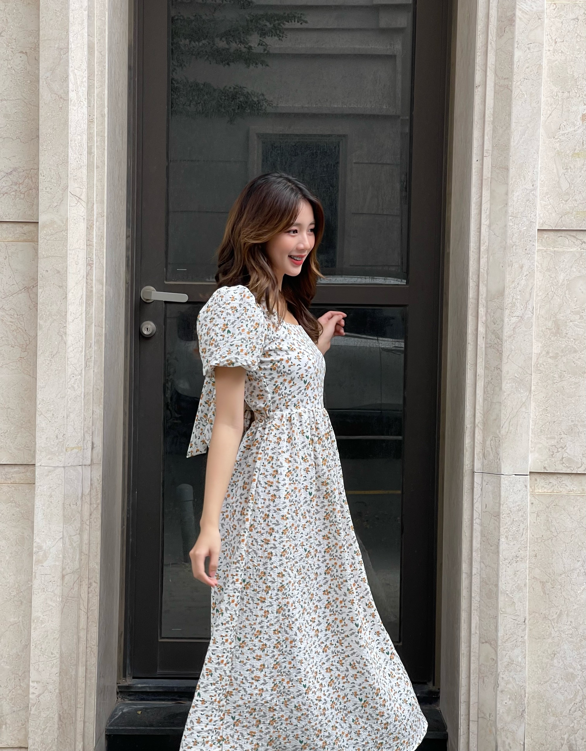 MIỀU_ĐẦM DÀI TAY PHỒNG KHOÉT EO EVIE