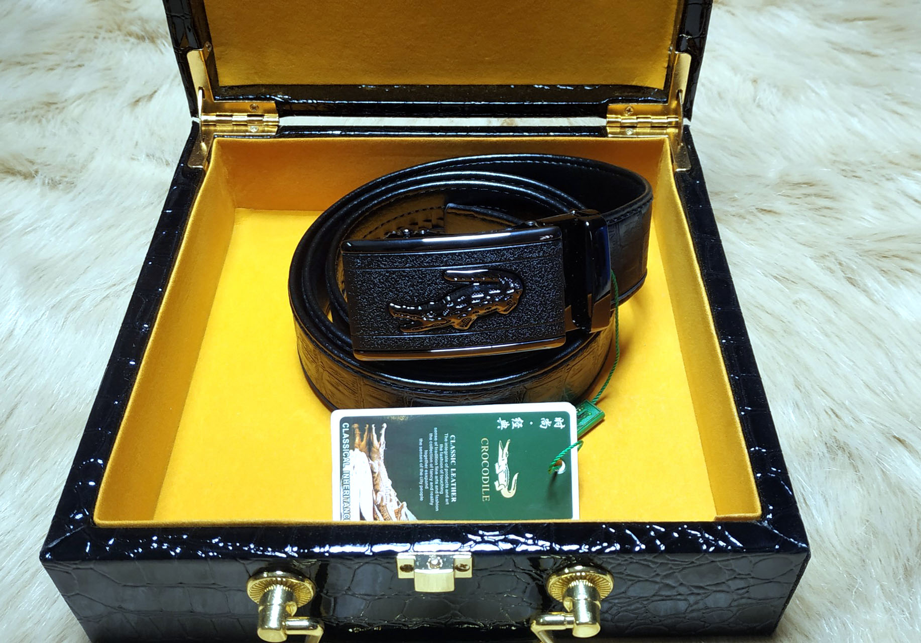 [hàng đẹp ] [ FULL BOX  CAO CẤP] THĂT LƯNG DÂY DA NAM CÁ SẤU ( CROCODILE)
