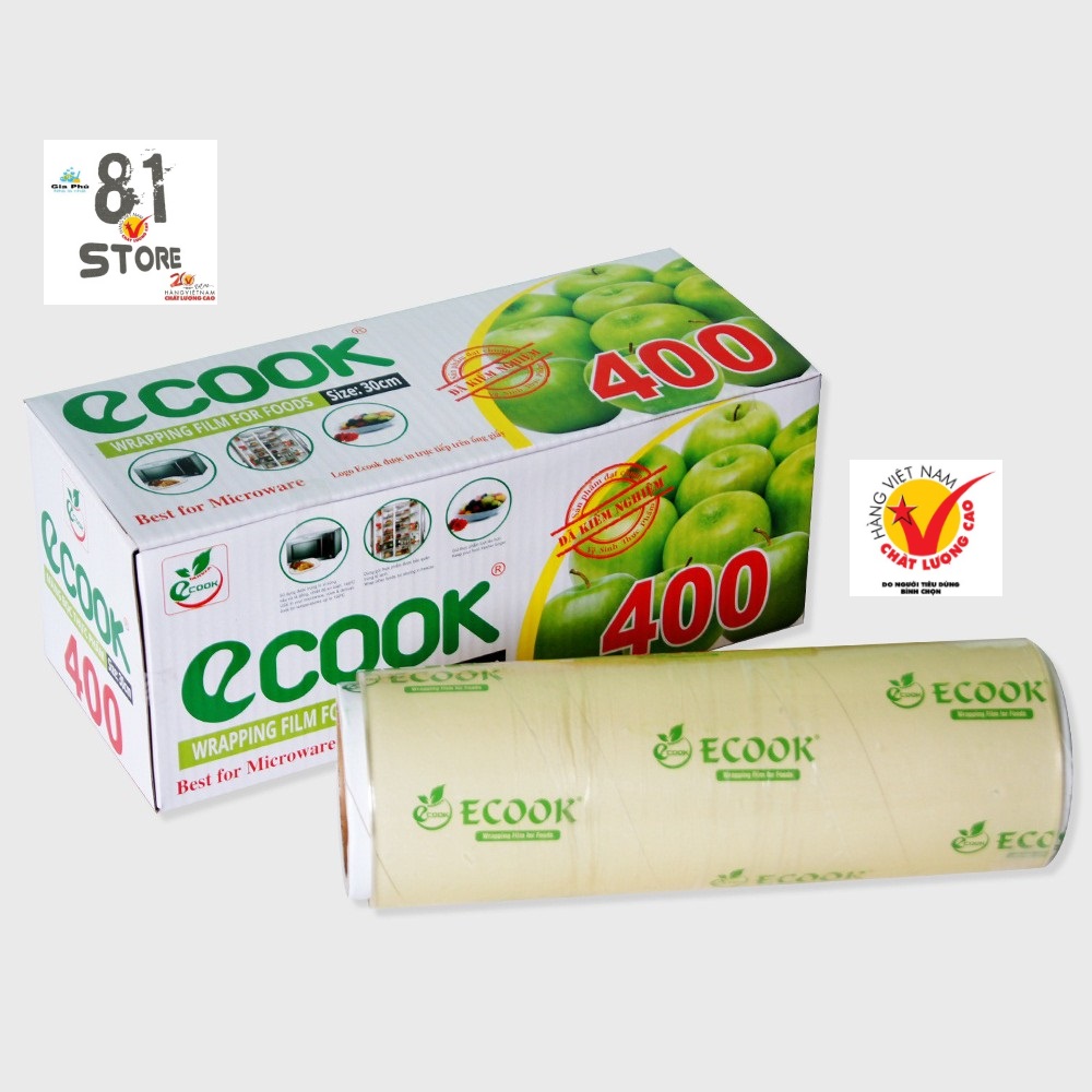 [SIZE LỚN (30cm x 400Y)] Màng bọc thực phẩm PE CHÍNH HÃNG ECOOK E400