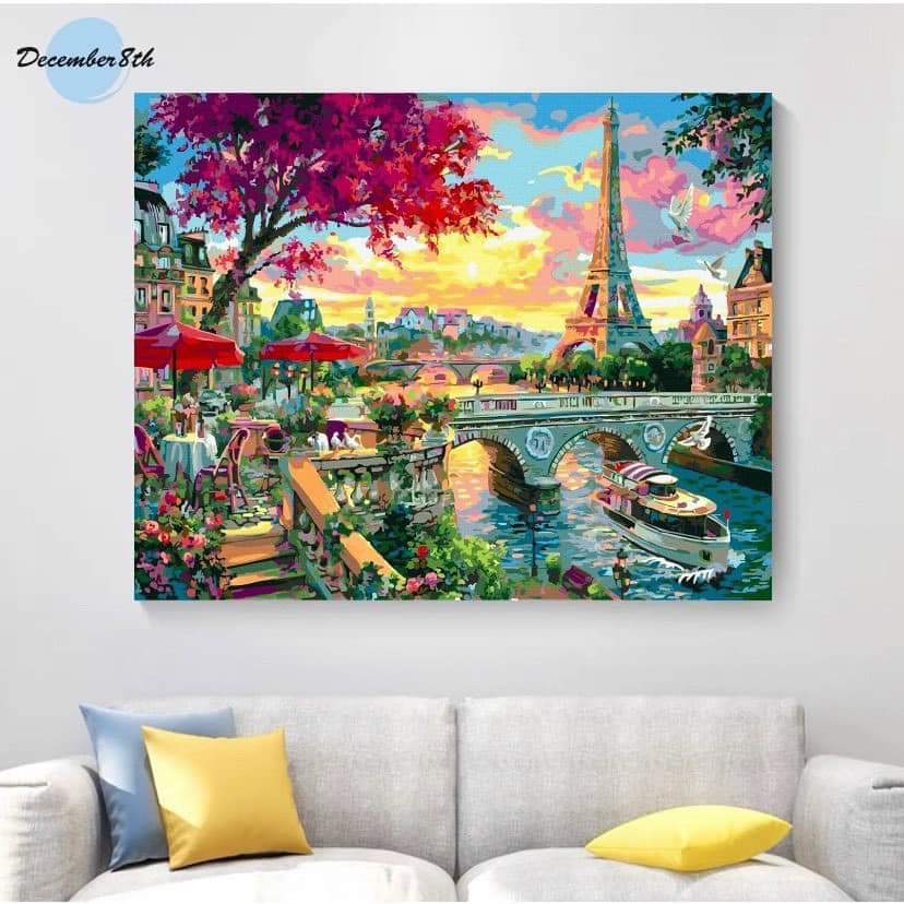 Tranh Đính Đá có khung sẵn Phong Cảnh, Gắn Đá 5D Kích Thước 30x40 Tự Hoàn Thành DIY