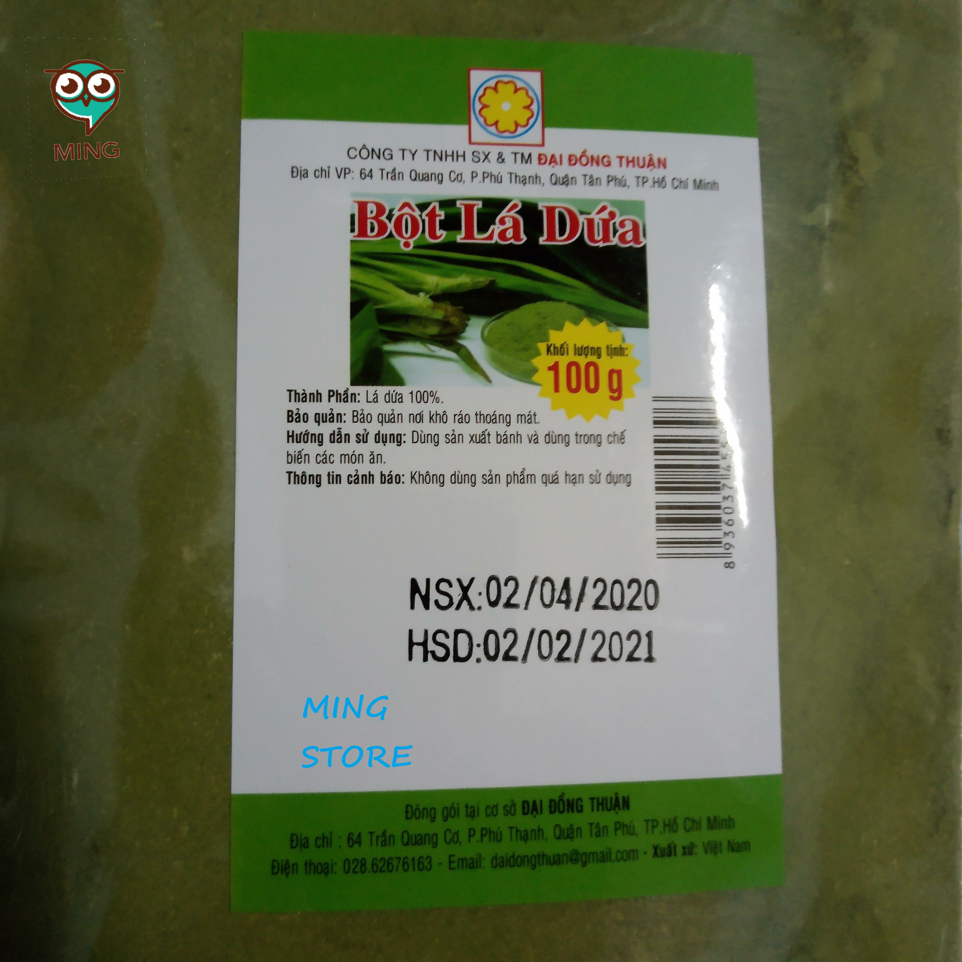 Bột lá dứa ĐẠI ĐỒNG THUẬN 100g Tip món mới Trà sữa lá dứa