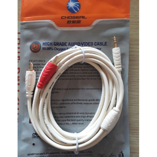 Dây loa 1 đầu 3.5 ra 2 AV dài 3m