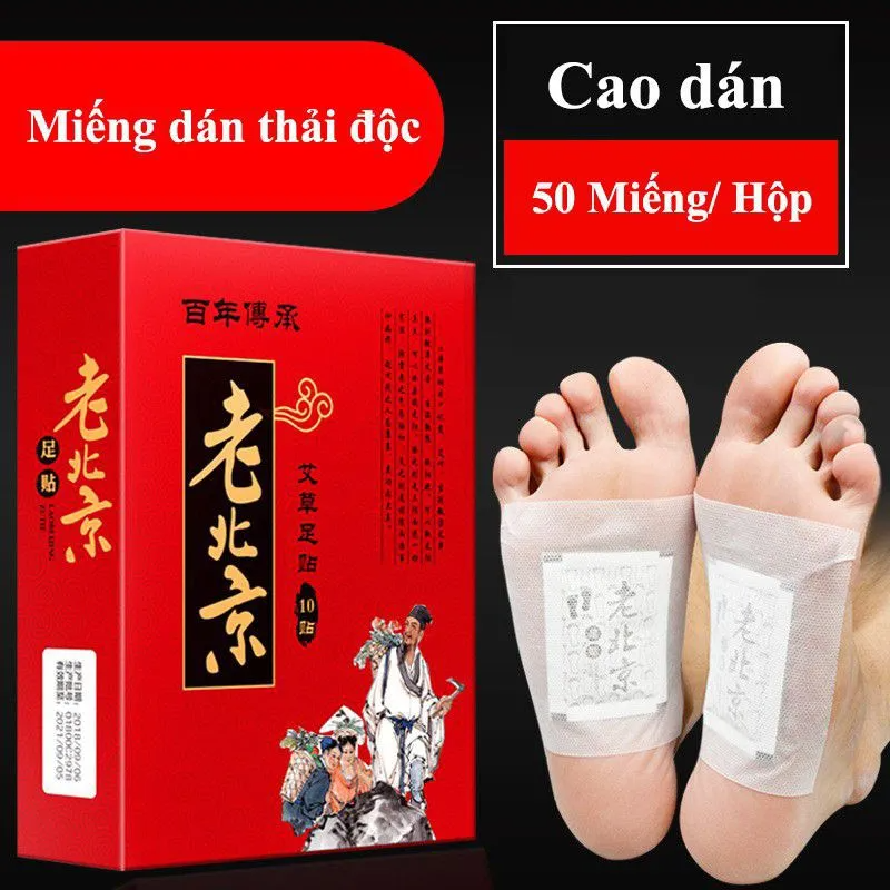 Miếng Dán Chân Ngải Cứu Thải Độc Lão Bắc Kinhc( Hộp 50 miếng ) Cao Dán Thải Độc
