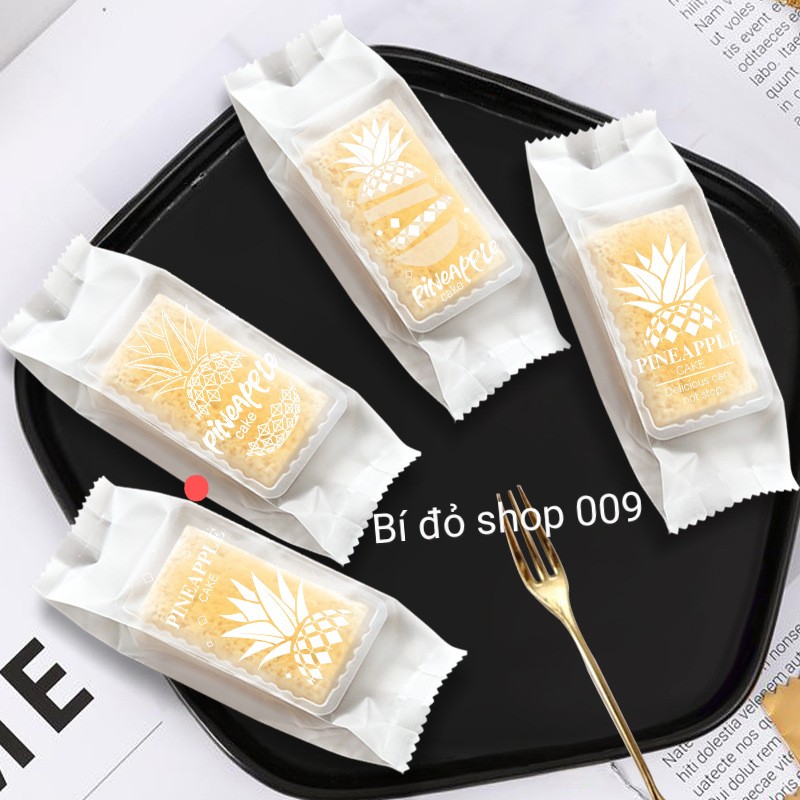 Set 100 Túi bánh DỨA trong mờ hàn miệng 4 mẫu hoa văn NÂU/ TRẮNG - Bí đỏ shop Bao bì Nguyên liệu dụng cụ làm bánh