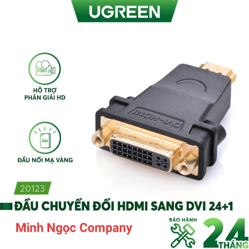 Đầu chuyển đổi hdmi sang dvi 24 + 5 cao cấp ugreen 20123 - hàng