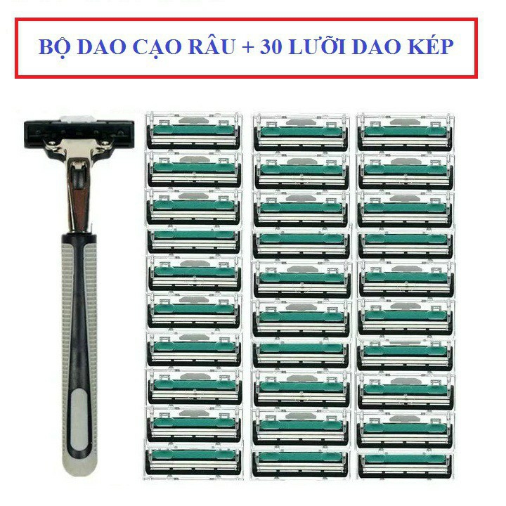 Dao cạo râu lưỡi kép loại tốt (Combo 30 lưỡi + 1 cán+ 1 kem )