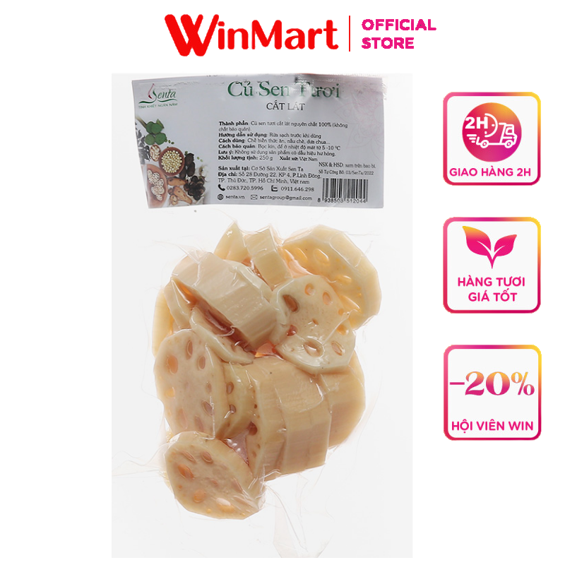 - Củ sen tươi cắt lát Senta gói 250g