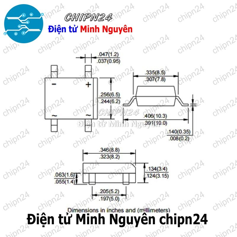 [4 con] (K458) Cầu Diode Dán DB207S 2A 1000V SMD SOP-4 (SMD) - HH003203