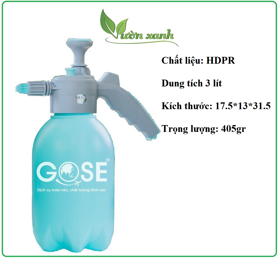 Bình tưới cây 2 lít, 3 lít GOSE với hai chế độ tưới phun, bình phun nước