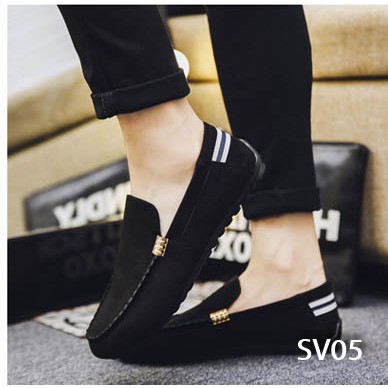 Giày lười nam cao cấp phong cách hàn quốc - màu đen sv05
