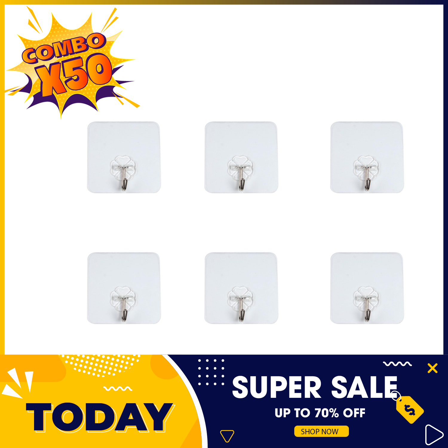 Móc Dính Tường Siêu Chắc Chắn, Combo 20-30-50 móc dán tường siêu dính đa năng - Móc dán tường siêu dính - Móc dán đa năng