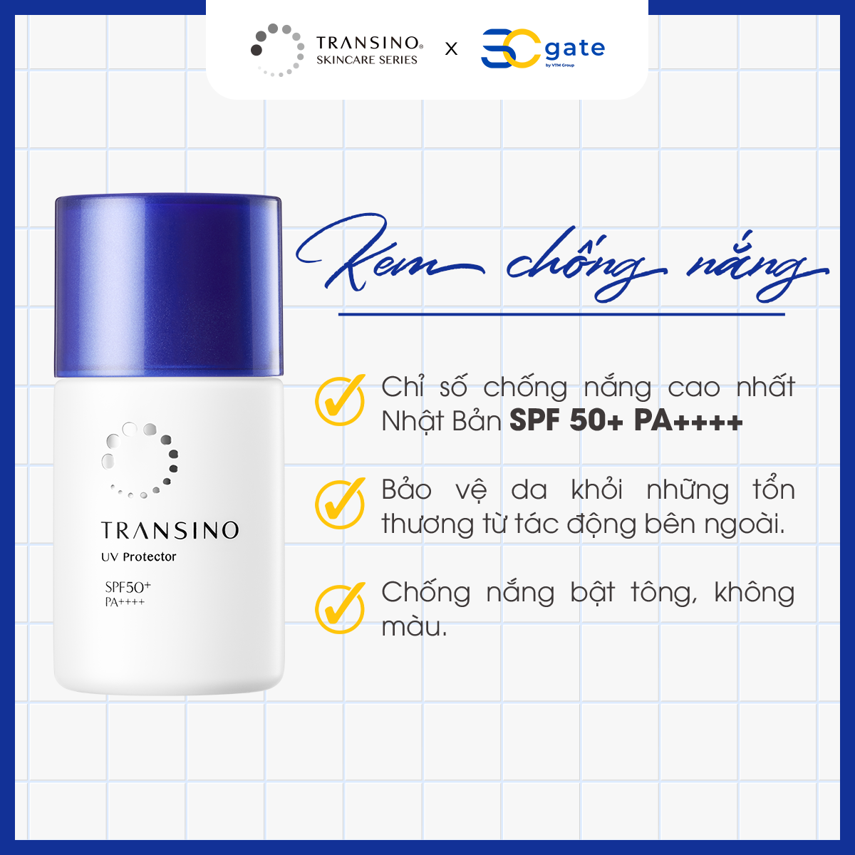 Kem chống nắng trắng sáng da Transino 30ML