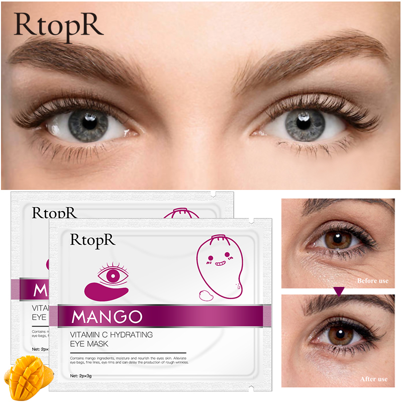 RtopR 2 miếng mặt nạ mắt làm từ xoài dùng để dưỡng ẩm chống lão hóa da mắt giúp loại bỏ nếp nhăn và quầng thâm cung cấp vitamin C cho vùng da quanh mắt - INTL
