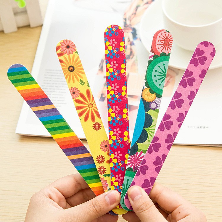 Dũa móng tay 2 mặt họa tiết, phao chà móng tay dài 18cm