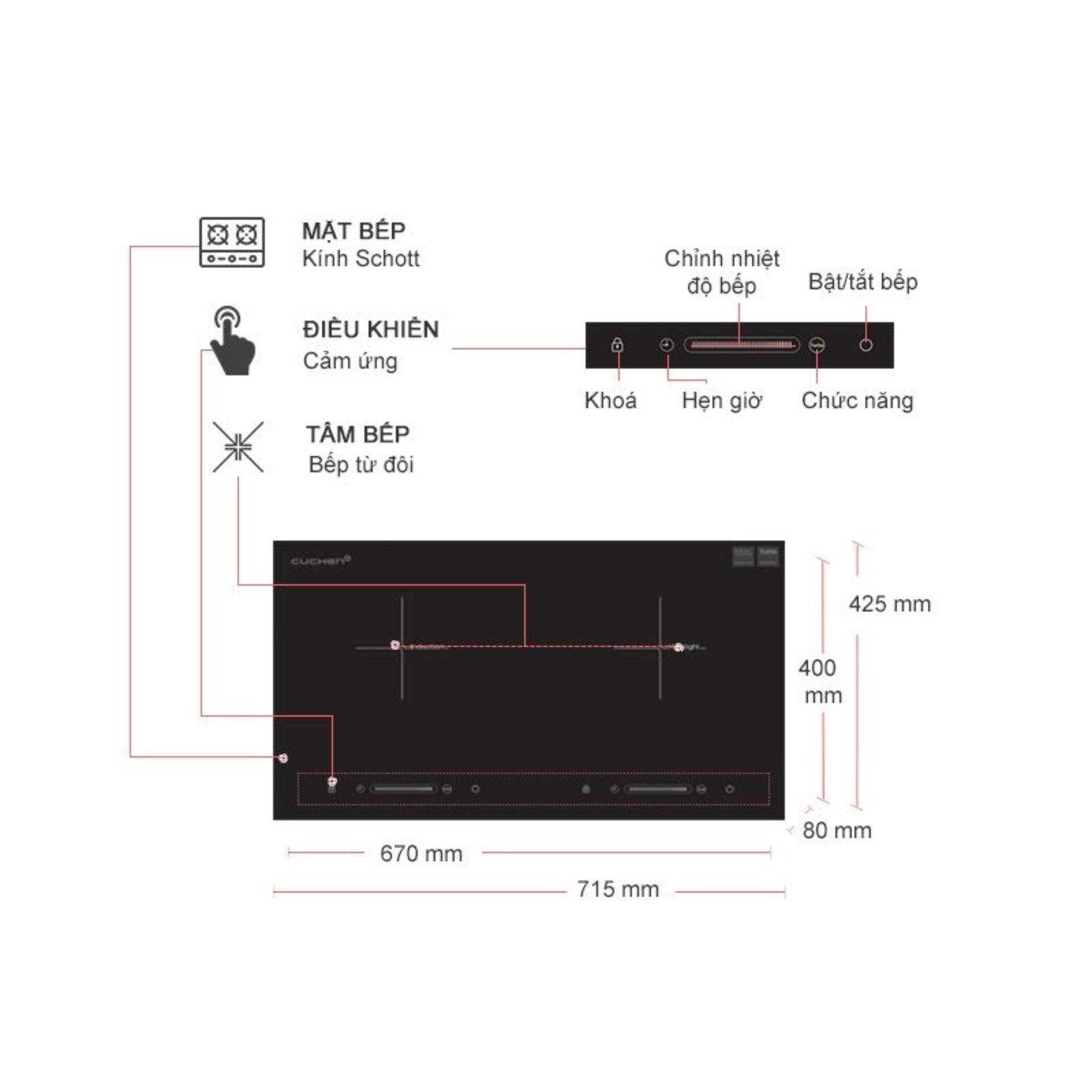 Bếp hồng ngoại - điện từ Cuchen CIR-E2100VN