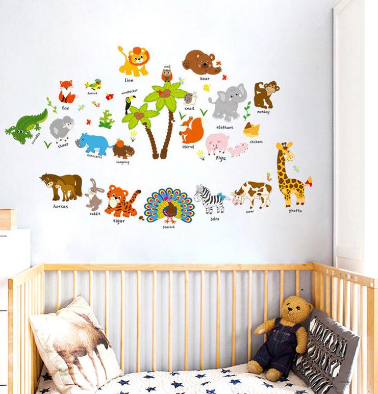Decal dán tường Vườn thú tiếng anh số 3- T73-kiddecals