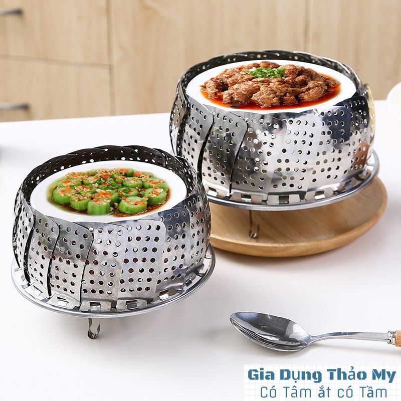 Vỉ hấp inox xòe, gấp gọn đa năng