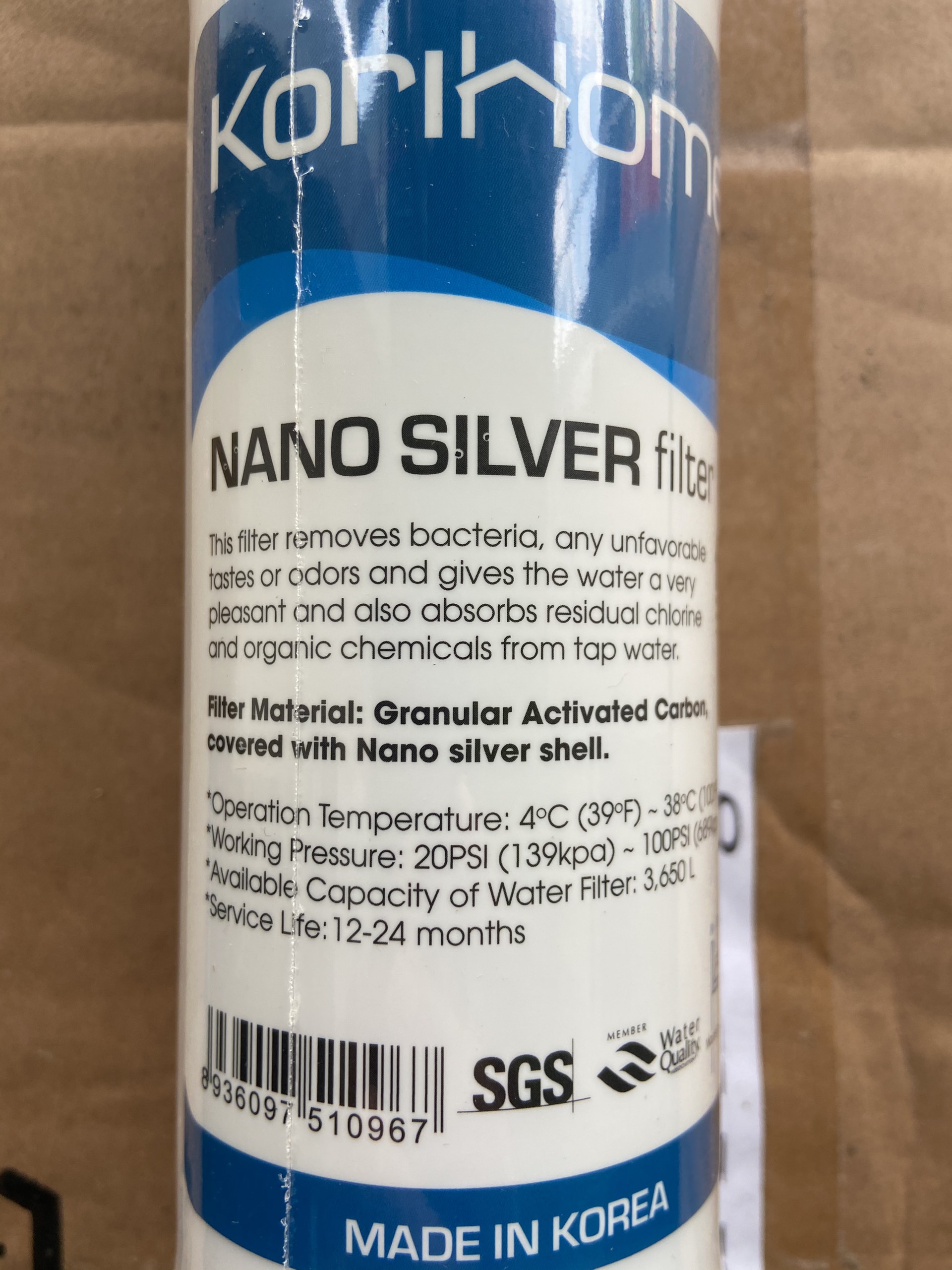 Lõi Lọc Nước Korihome - Nano Silver