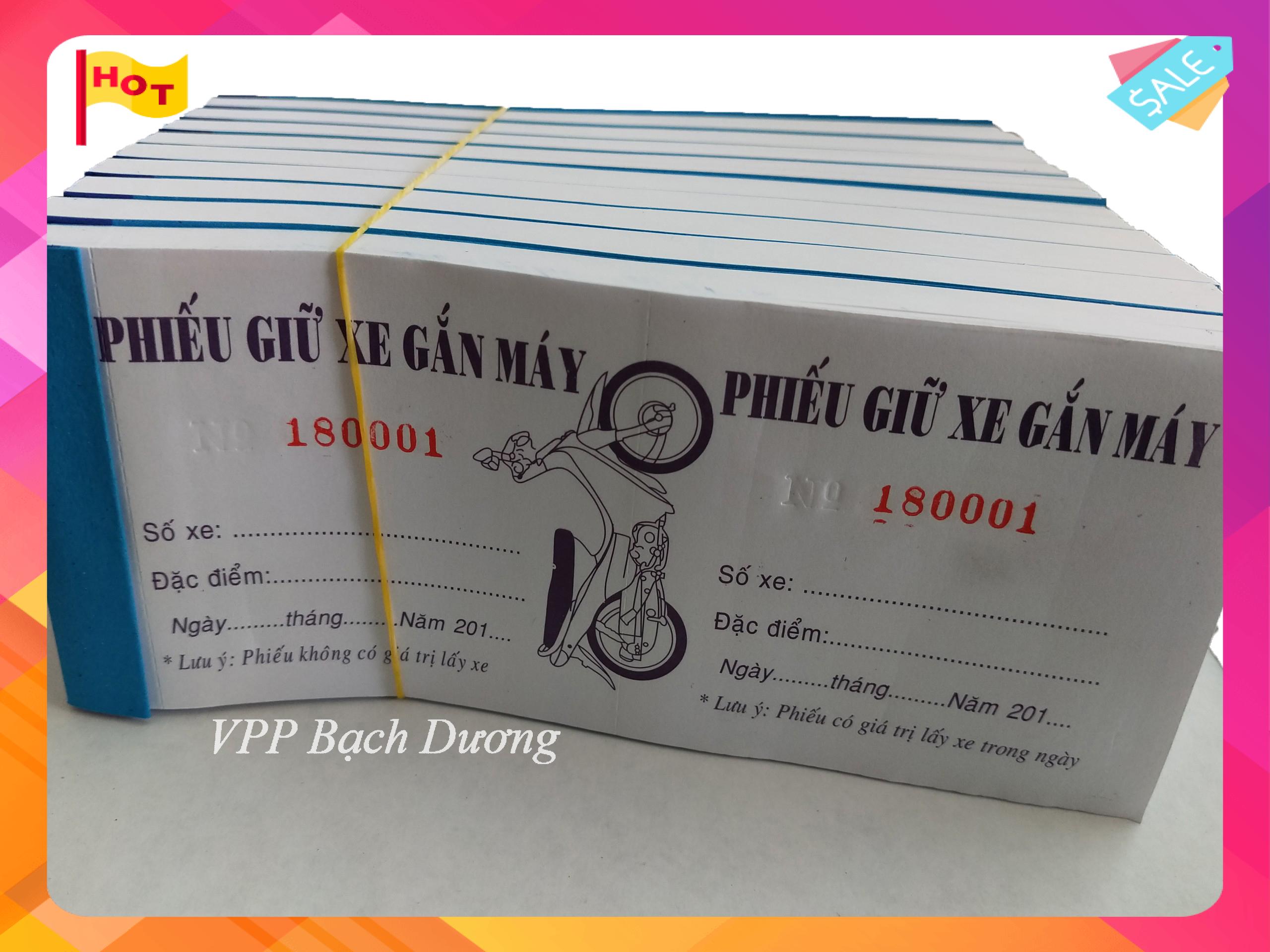 Phiếu Giữ Xe Máy Lớn - 10 cuốn- Phiếu Gửi Xe Máy Lớn