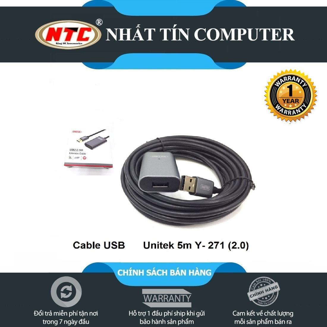 Cáp nối dài USB Unitek Y-271 5m lõi đồng - hỗ trợ tương thích ngược - Hãng phân phối chính thức