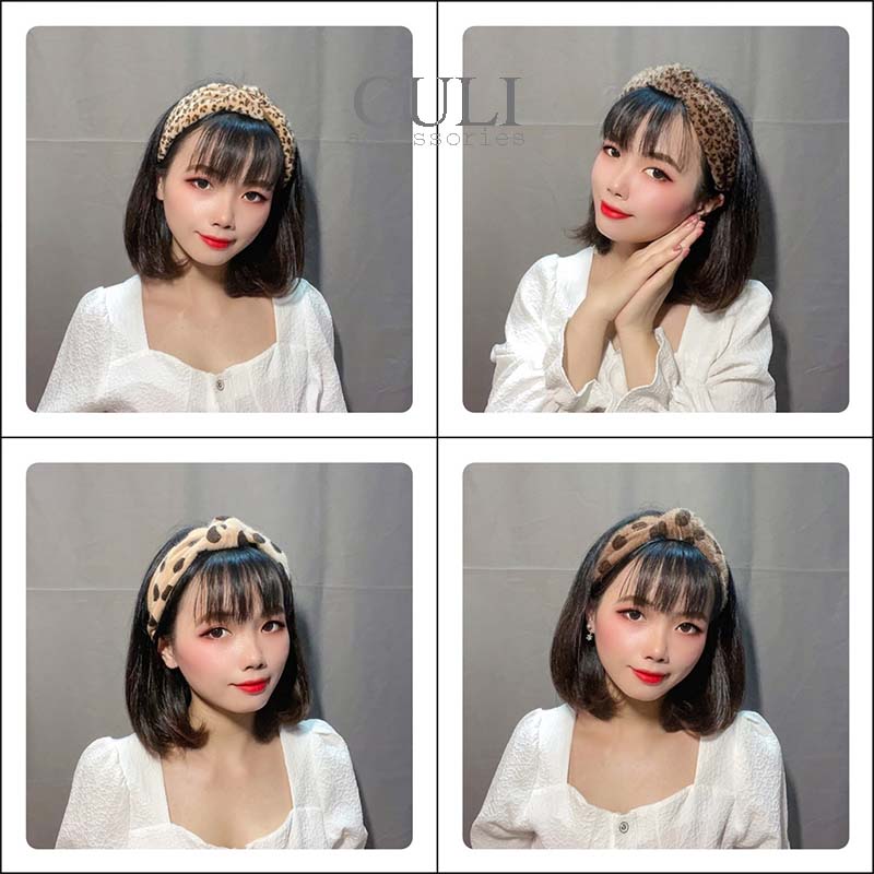 Băng đô cài tóc, Bờm cai tóc họa tiết da beo, bọc lông mềm mại