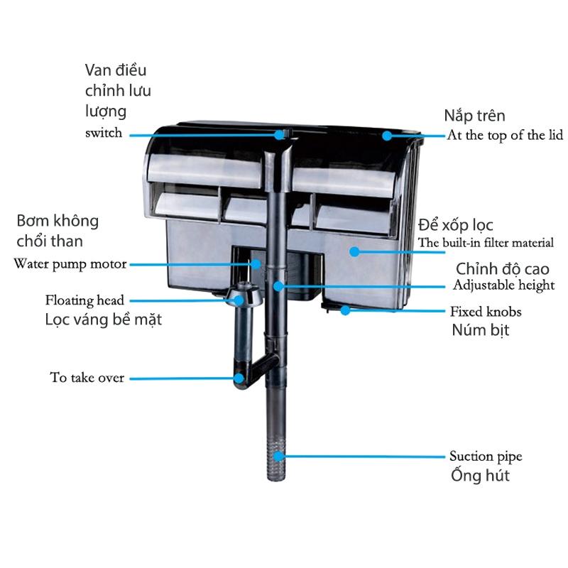 Máy bơm chìm lọc bể cá kiểu thác nước HBL701-8W