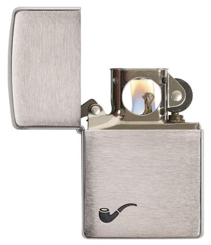 Zippo Pipe Brushed Chrome (made in USA) tem đỏ, chính hãng Mỹ - Manmate (không bao gồm xăng)