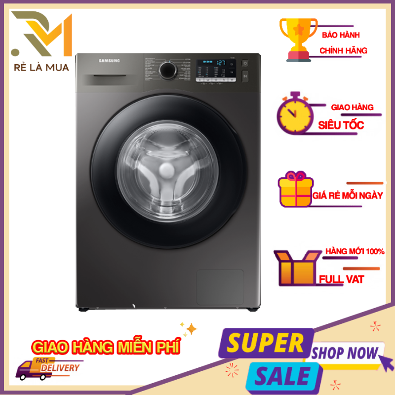 Máy giặt Samsung Inverter 9.5kg WW95TA046AX/SV - Giặt hơi nước Hygiene Steam, Truyền động gián tiếp, VRT Plus ™ giảm rung ồn đến 30% chính hãng