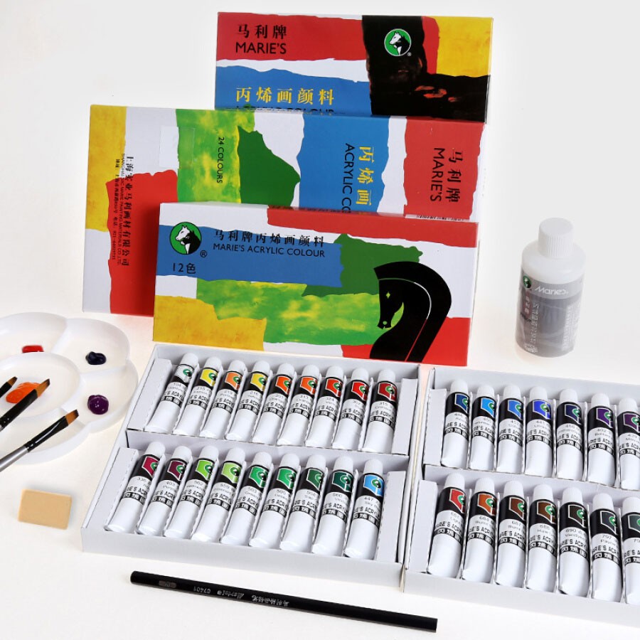 Bộ màu acrylic maries set 12/18/24/36 màu - 12ml/ tuýp