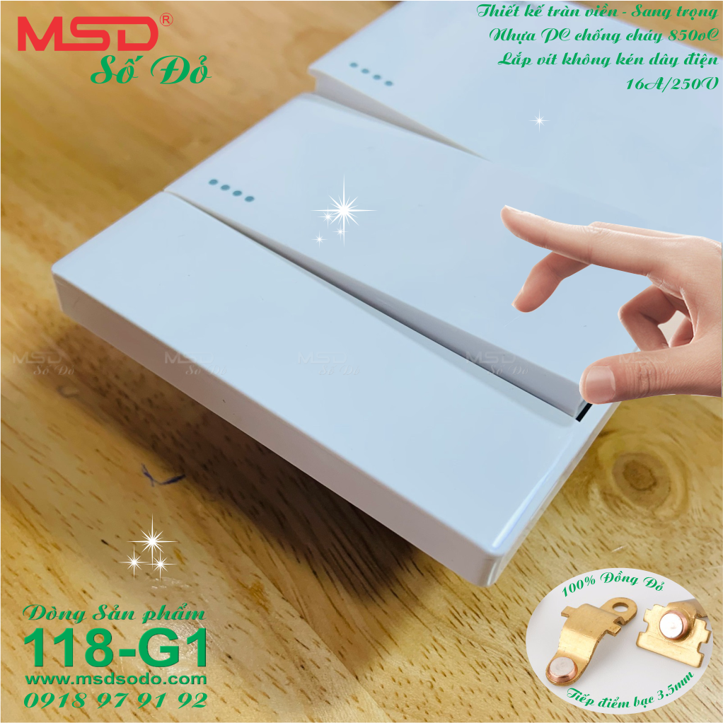 CÔNG TẮC CẦU THANG + C.TẮC ĐƠN - 118G1-MSD-B16