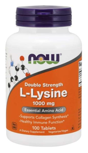 TP Bảo Vệ Sức Khỏe Hỗ Trợ Phòng Ngừa Mụn Ngoài Da, Mụn Do Nội Tiết Tố NOW L-Lysine - Double Strength 1000 mg (100 Viên nén)