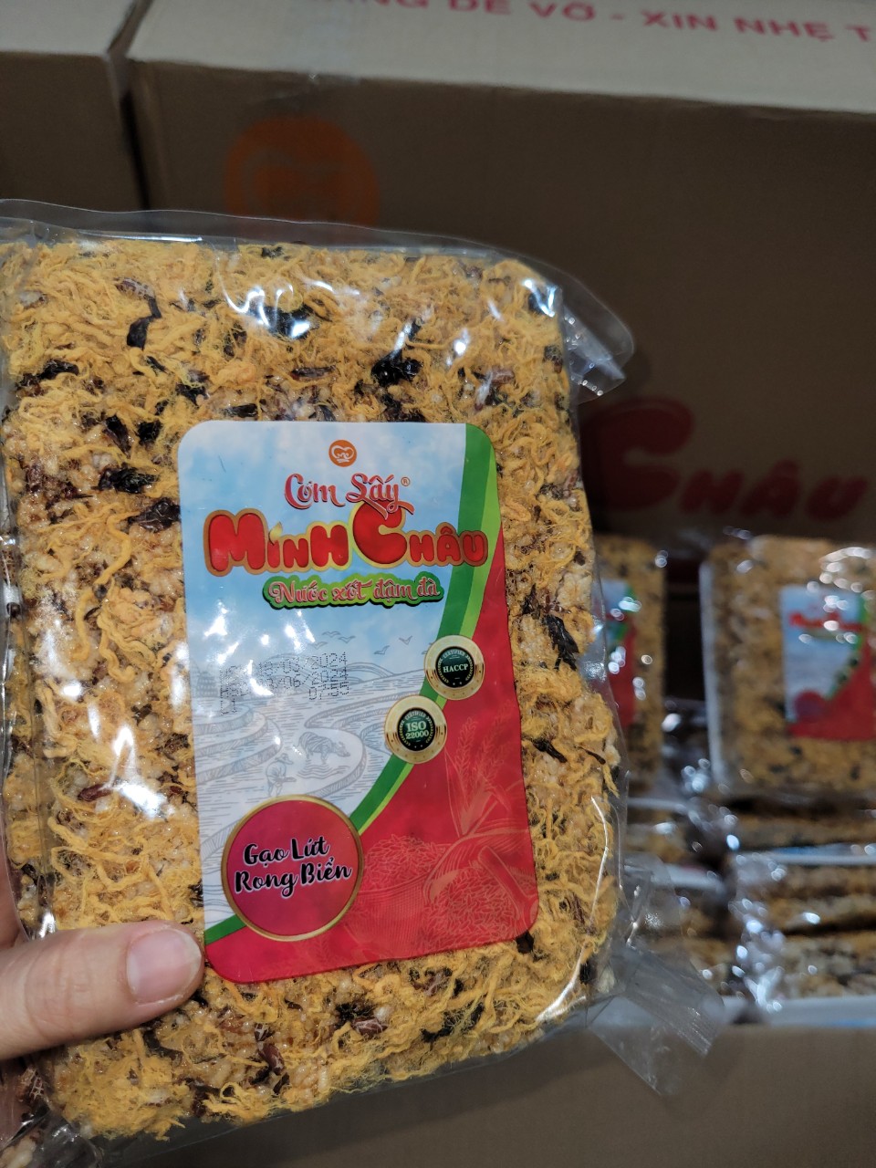CƠM CHÁY CHÀ BÔNG/GẠO LỨT RONG BIỂN - CƠM SẤY MINH CHÂU - GÓI 250GR - GÓI 2,5 MIẾNG LỚN - đơn từ 3 gói được đóng gói chống sốcvới màng cột khí