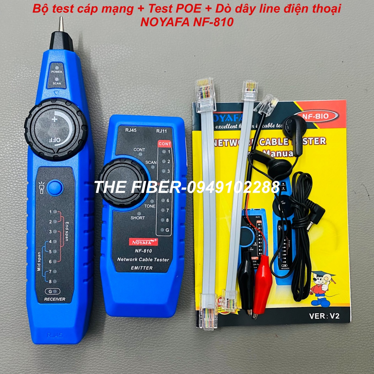 Bộ test cáp mạng + test poe + dò dây line điện thoại noyafa nf-810