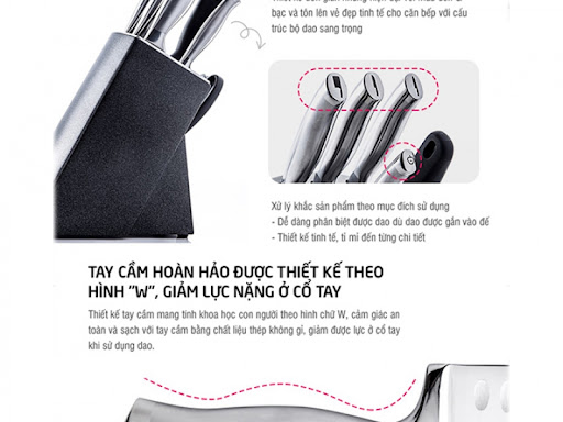 [HÀNH CHÍNH HÃNG] BỘ DAO 7 MÓN LOCK&LOCK BẰNG THÉP KHÔNG GỈ CKK301