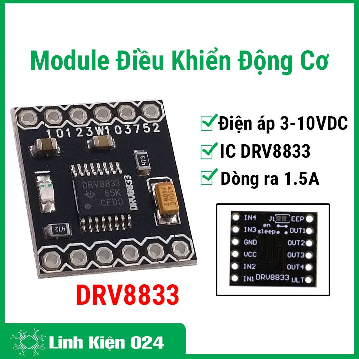 Module điều khiển động cơ DRV8833 thích hợp cho các mô hình robot, điều khiển động cơ cỡ nhỏ,..