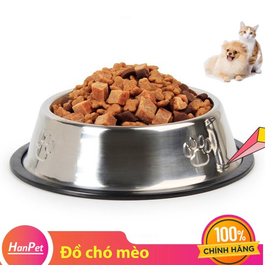 Hanpet - Bát / Chén ăn inox Không gỉ sét Bát inox cho chó mèo siêu bền / Khay ăn gỗ cho chó / bát ăn mèo bát chống trượt / chén ăn chó