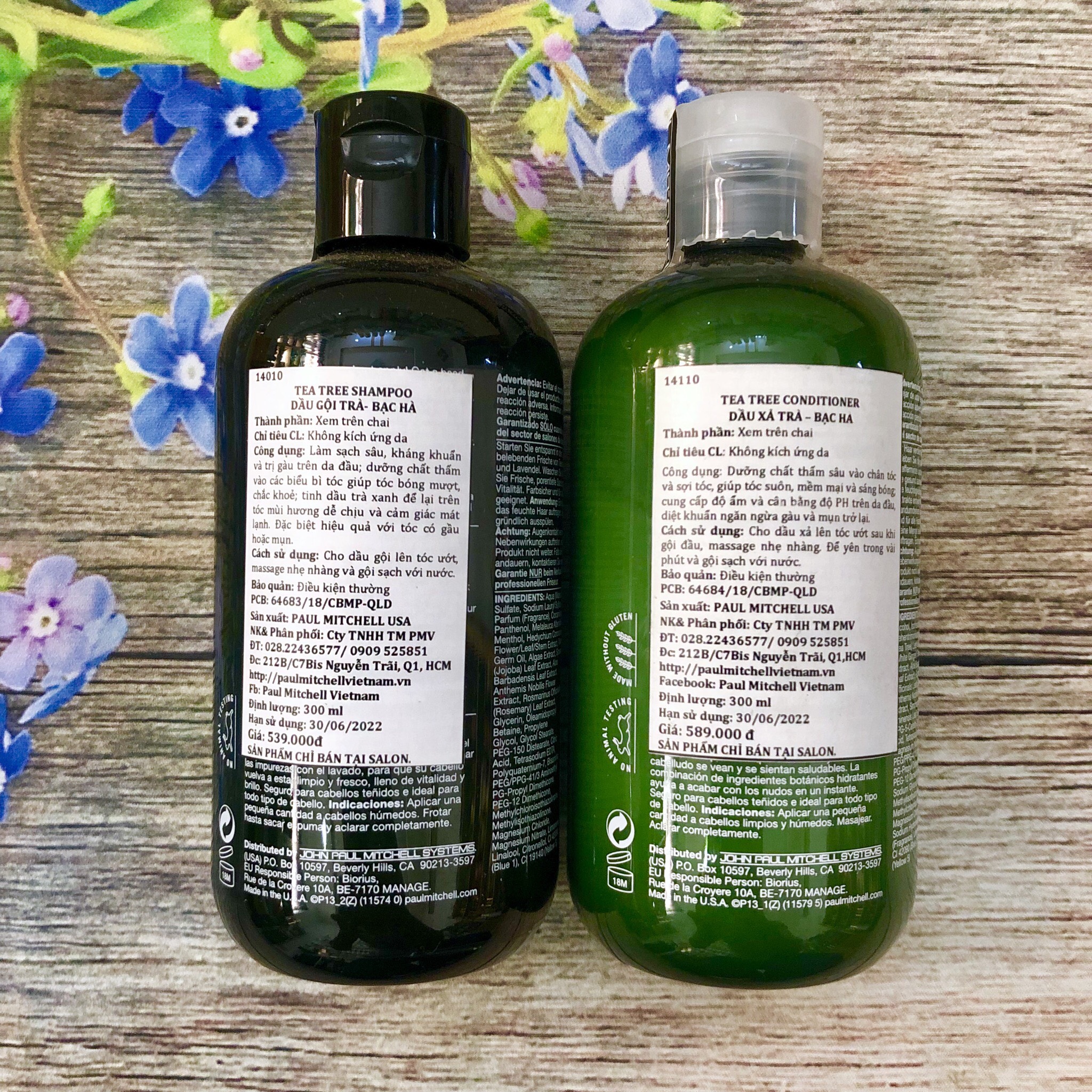 [+Tặng mũ trùm]Bộ dầu gội xả làm sạch gàu Paul Mitchell Tea Tree 300ml