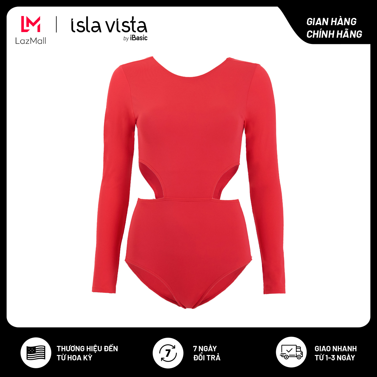 Monokini cut out tay dài iBasic IVWM032