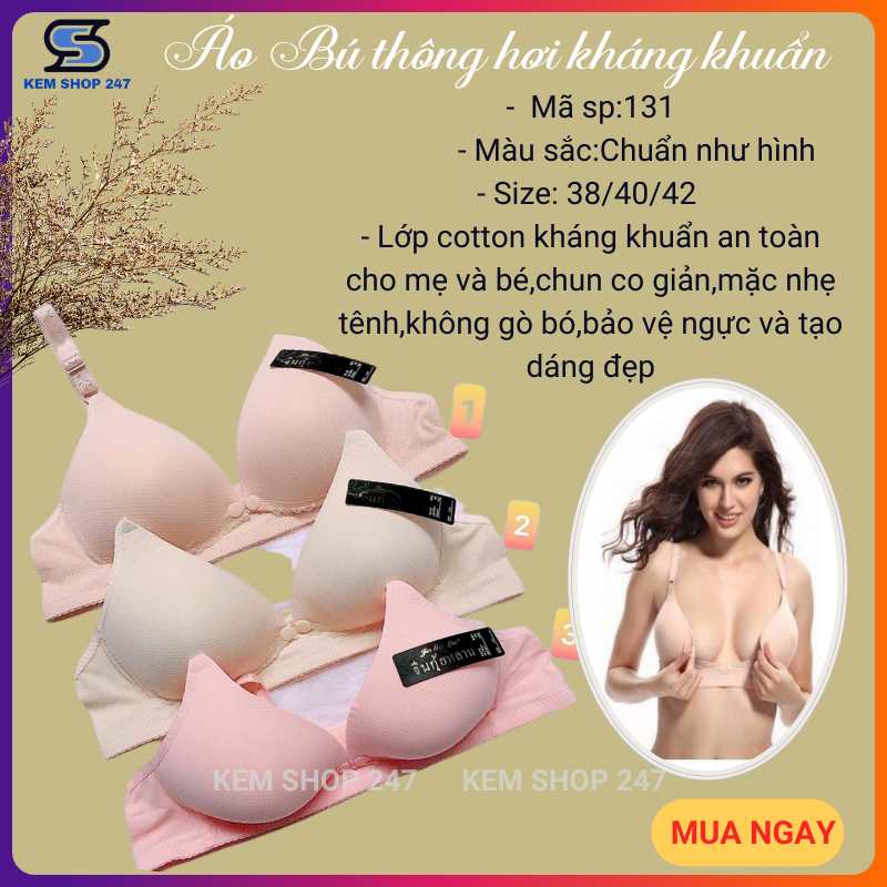 Combo 3 Áo lót bầu/bú Thái thông hơi không gọng,mở khuy tiện bé ti cho mẹ