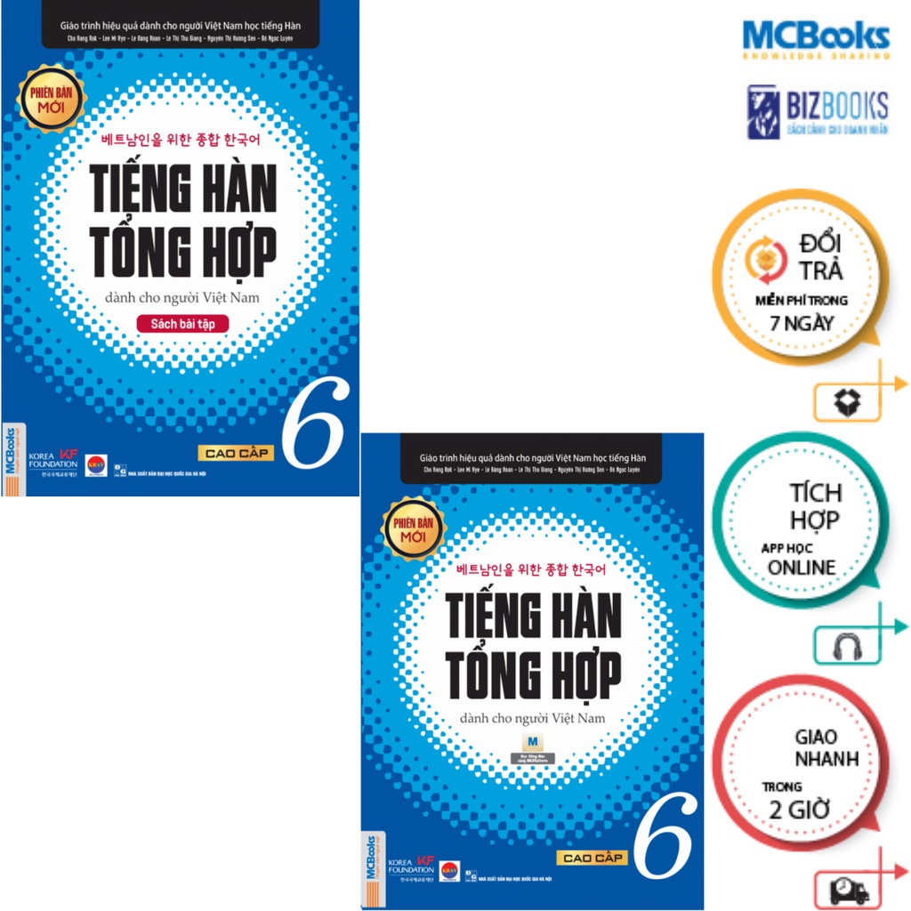 Sách - Combo Tiếng Hàn Tổng Hợp Dành Cho Người Việt Nam cao cấp tập 6 sách bài học - bài tập ( bản đen trắng ) - McBooks