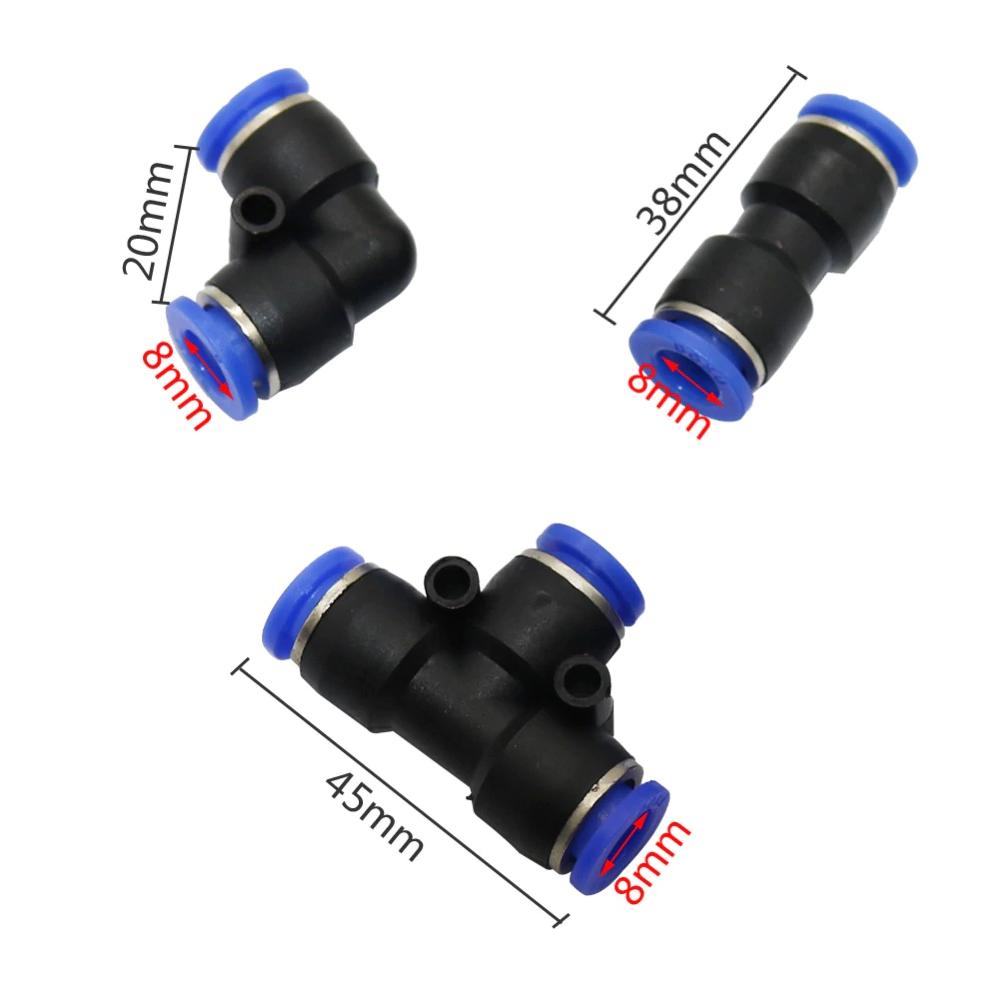 Combo 2 cái góc 2 tê 2 nối ống phun sương 8mm