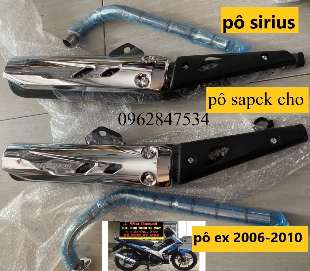 Pô Lắp exciter 2006-2010 và sirius xăng cơ kiểu spack ốp pô innox ( chọn xe phía dưới)