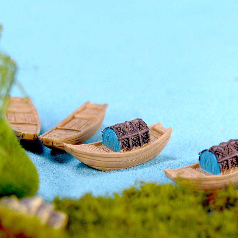 Mô hình tàu thuyền gỗ đánh cá trang trí tiểu cảnh, terrarium